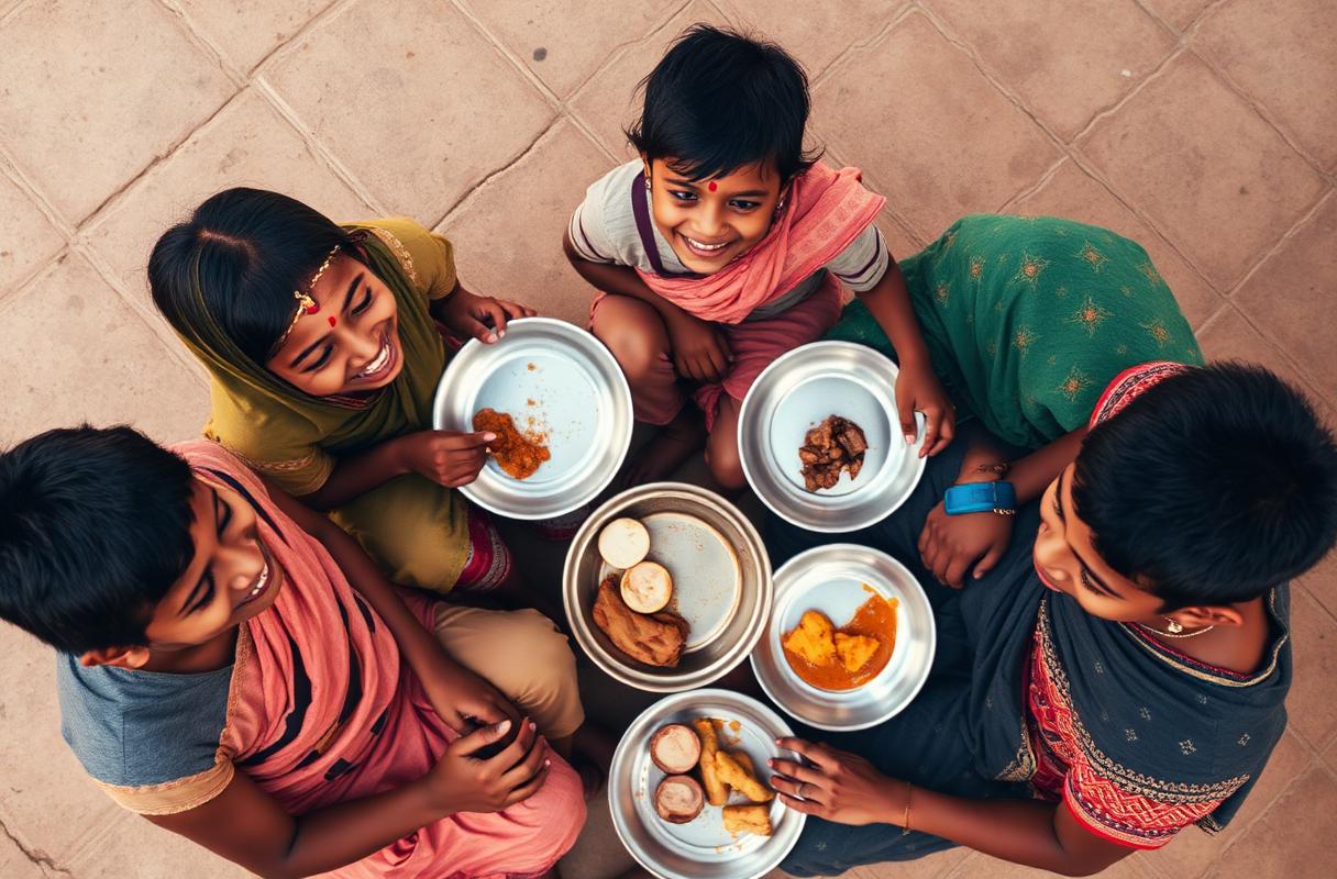 Children sharing a meal at our community kitchen